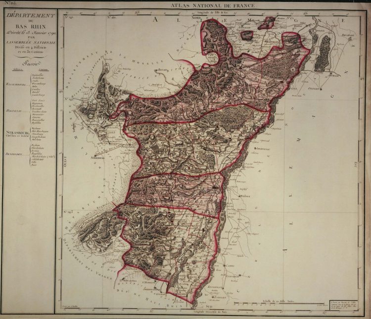 Le département du Bas-Rhin en 1790.